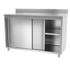 Edelstahl Arbeitsschrank ECO - 1400x600mm - Mit Schiebetür Und Aufkantung -Küchenzubehör Laden 636846188179965454 7d40