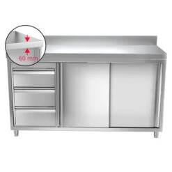 Edelstahl Arbeitsschrank PREMIUM - 1600x700mm - Mit 3 Schubladen Links & Aufkantung 12 Edelstahl Arbeitsschrank PREMIUM - 1600x700mm - Mit 3 Schubladen Links & Aufkantung -Küchenzubehör Laden 636846188401565313 63bb
