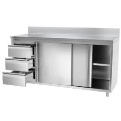 Edelstahl Arbeitsschrank PREMIUM - 2000x700mm - Mit 3 Schubladen Links & Aufkantung -Küchenzubehör Laden 636846188482212805 5b9b