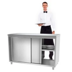 Edelstahl Arbeitsschrank PREMIUM Mit Durchreiche - 1,4 M -Küchenzubehör Laden 636846201438163585 b60f