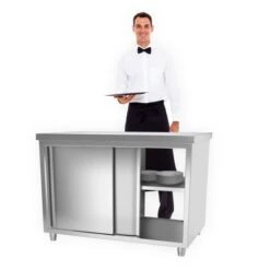 Edelstahl Arbeitsschrank PREMIUM Mit Durchreiche - 1,0 M -Küchenzubehör Laden 636846201451396080 bc5b