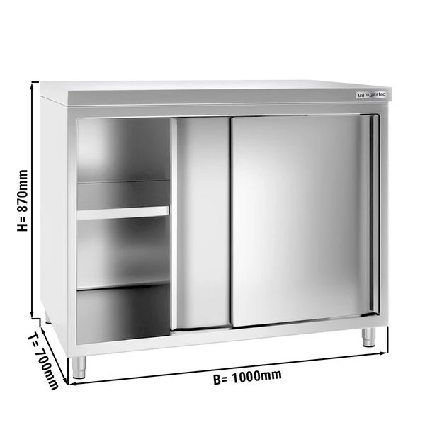 Edelstahl Arbeitsschrank ECO - 1000x700mm - Mit Schiebetür 3 Edelstahl Arbeitsschrank ECO - 1000x700mm - Mit Schiebetür