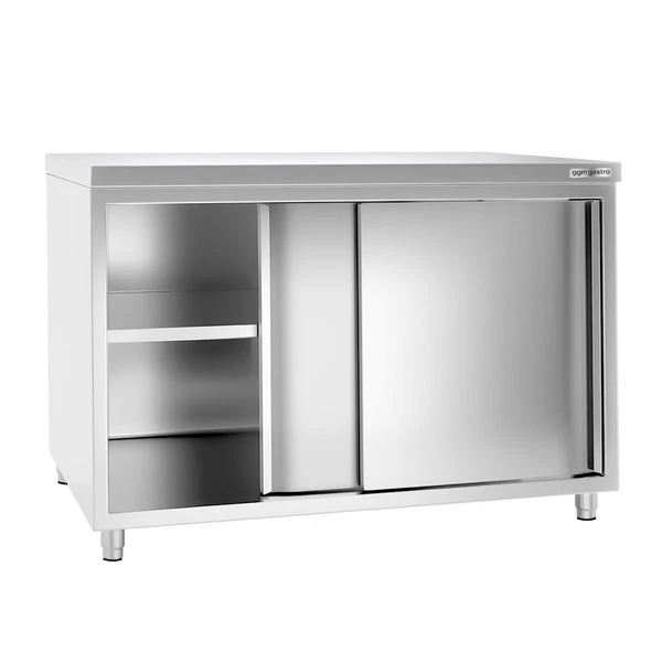 Edelstahl Arbeitsschrank PREMIUM - 1400x800mm - Mit Schiebetür Ohne Aufkantung 4 Edelstahl Arbeitsschrank PREMIUM - 1400x800mm - Mit Schiebetür Ohne Aufkantung – Bild 2