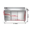 Edelstahl Arbeitsschrank PREMIUM - 1600x600mm - Mit 3 Schubladen Links & Aufkantung