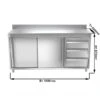 Edelstahl Arbeitsschrank PREMIUM - 1800x600mm - Mit 3 Schubladen Rechts & Aufkantung