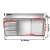 Edelstahl Arbeitsschrank PREMIUM - 2000x700mm - Mit 3 Schubladen Links & Aufkantung