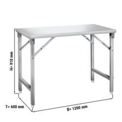 Edelstahl Arbeitstisch - Klappbar - 1200x600mm