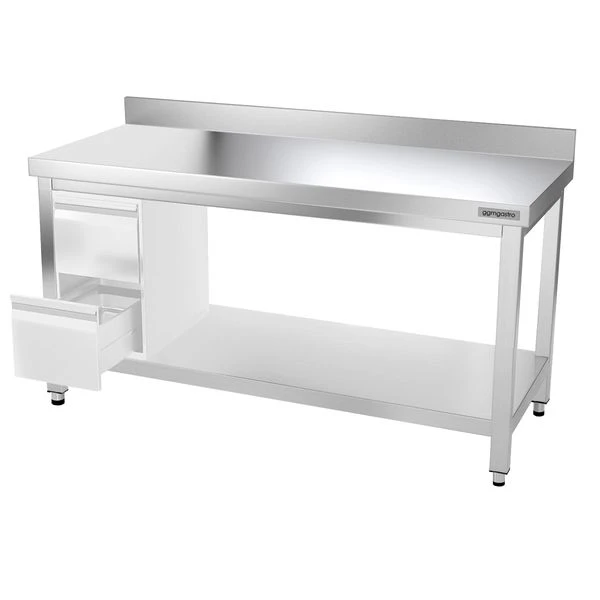 Edelstahl Arbeitstisch PREMIUM - 1400x600mm - Mit Grundboden & Aufkantung 7 Edelstahl Arbeitstisch PREMIUM - 1400x600mm - Mit Grundboden & Aufkantung – Bild 5