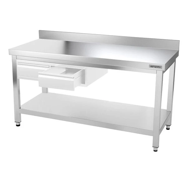 Edelstahl Arbeitstisch PREMIUM - 1400x600mm - Mit Grundboden & Aufkantung 8 Edelstahl Arbeitstisch PREMIUM - 1400x600mm - Mit Grundboden & Aufkantung – Bild 6