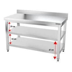 Edelstahl Arbeitstisch PREMIUM - 1400x700mm - Mit Grundboden & Aufkantung -Küchenzubehör Laden ATK147A 004 9cd8