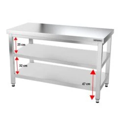 Edelstahl Arbeitstisch PREMIUM - 1400x700mm - Mit Grundboden Ohne Aufkantung -Küchenzubehör Laden ATK147 003 1187