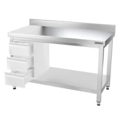 Edelstahl Arbeitstisch PREMIUM - 1400x800mm - Mit Grundboden & Aufkantung -Küchenzubehör Laden ATK148A 008 9ec3