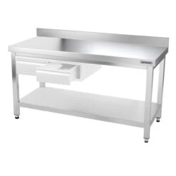 Edelstahl Arbeitstisch PREMIUM - 1600x700mm - Mit Grundboden & Aufkantung -Küchenzubehör Laden ATK167A 005 d5c6