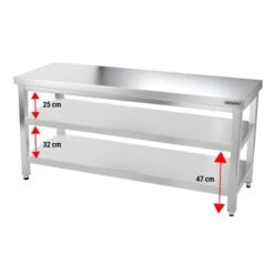 Edelstahl Arbeitstisch PREMIUM - 1600x800mm - Mit Grundboden Ohne Aufkantung -Küchenzubehör Laden ATK168 004 b949
