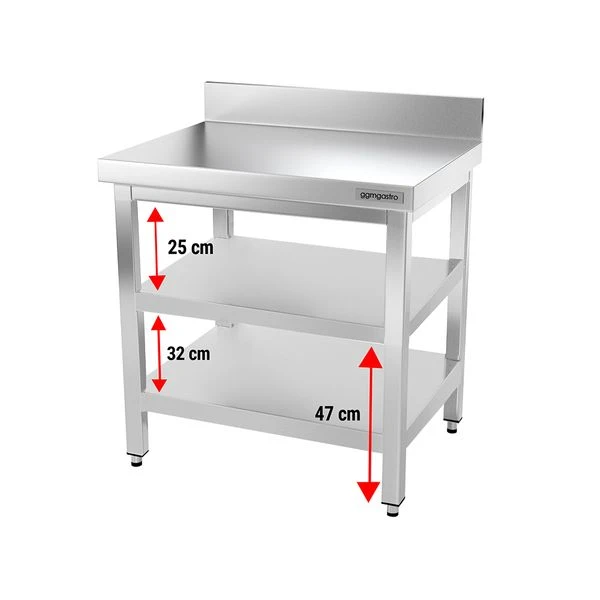 Edelstahl Arbeitstisch PREMIUM - 700x700mm - Mit Grundboden & Aufkantung 5 Edelstahl Arbeitstisch PREMIUM - 700x700mm - Mit Grundboden & Aufkantung – Bild 3