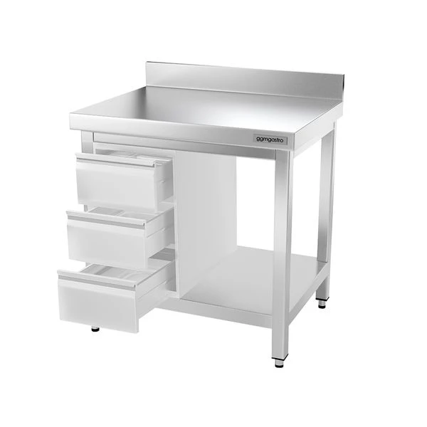 Edelstahl Arbeitstisch PREMIUM - 700x700mm - Mit Grundboden & Aufkantung 9 Edelstahl Arbeitstisch PREMIUM - 700x700mm - Mit Grundboden & Aufkantung – Bild 7