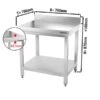 Edelstahl Arbeitstisch PREMIUM - 700x700mm - Mit Grundboden & Aufkantung -Küchenzubehör Laden ATK77A masse001 9d82