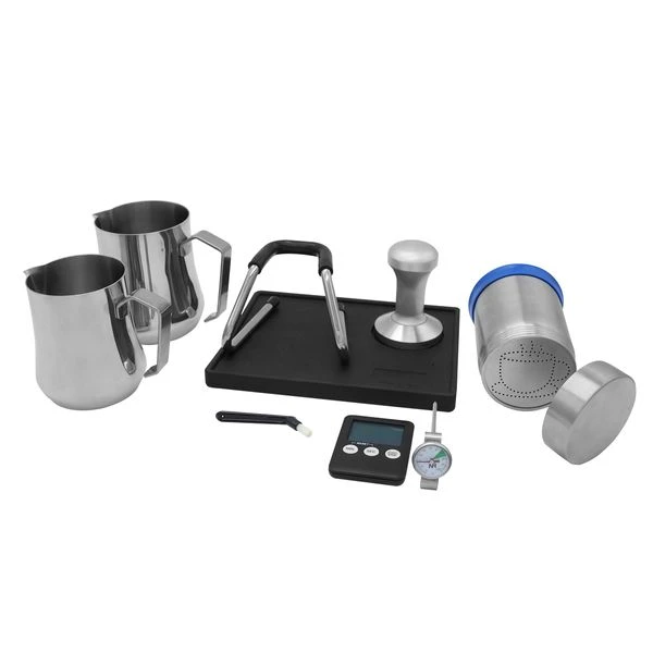 Barista Kit - 10-teilig - Inkl. 2 Milchkännchen, Tamper, Bürste, Timer & Thermometer 3 Barista Kit - 10-teilig - Inkl. 2 Milchkännchen, Tamper, Bürste, Timer & Thermometer