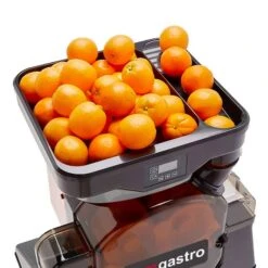 Elektrische Fruchtsaftpresse - Silber - Manuelle Zufuhr - Inkl. Ablasshahn & Reinigungsmodus -Küchenzubehör Laden OBZ detail insertion tube silver ae8a