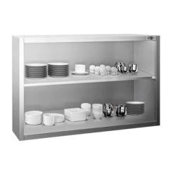 Edelstahl Wandhängeschrank PREMIUM - 1000x400mm - Ohne Schiebetür - 800mm Hoch -Küchenzubehör Laden WOK108 2 59e0