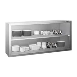 Edelstahl Wandhängeschrank PREMIUM - 1200x400mm - Ohne Schiebetür - 650mm Hoch -Küchenzubehör Laden WOK124 2 c082