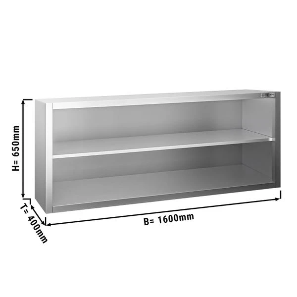 Edelstahl Wandhängeschrank PREMIUM - 1600x400mm - Ohne Schiebetür - 650mm Hoch 3 Edelstahl Wandhängeschrank PREMIUM - 1600x400mm - Ohne Schiebetür - 650mm Hoch