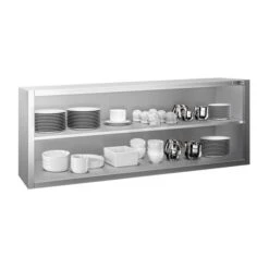 Edelstahl Wandhängeschrank PREMIUM - 1800x400mm - Ohne Schiebetür - 650mm Hoch -Küchenzubehör Laden WOK184 2 848a