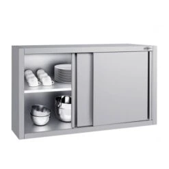 Edelstahl Wandhängeschrank ECO - 1000x400mm - Mit Schiebetür - 650mm Hoch -Küchenzubehör Laden WSK104 ECO 2 b770