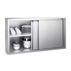 Edelstahl Wandhängeschrank PREMIUM - 1600x400mm - Mit Schiebetür - 800mm Hoch -Küchenzubehör Laden WSK168 2 ed1f