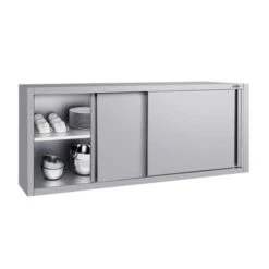 Edelstahl Wandhängeschrank ECO - 1800x400mm - Mit Schiebetür - 650mm Hoch -Küchenzubehör Laden WSK184 ECO 2 2cfa