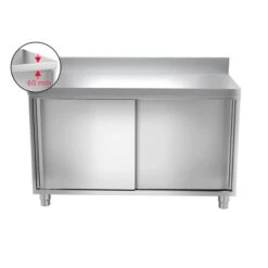 Edelstahl Arbeitsschrank ECO - 1200x700mm - Mit Schiebetür Und Aufkantung -Küchenzubehör Laden ask126a icon 68a2