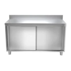 Edelstahl Arbeitsschrank ECO - 1600x700mm - Mit Schiebetür Und Aufkantung -Küchenzubehör Laden ask166a d0e1