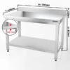 Edelstahl Arbeitstisch PREMIUM - 1200x600mm - Mit Grundboden & Aufkantung