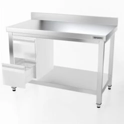 Edelstahl Arbeitstisch PREMIUM - 1200x600mm - Mit Grundboden & Aufkantung -Küchenzubehör Laden atk127a 2s 6528