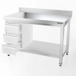 Edelstahl Arbeitstisch PREMIUM - 1200x600mm - Mit Grundboden & Aufkantung -Küchenzubehör Laden atk127a 3s 8dc4