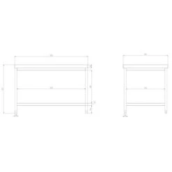 Edelstahl Arbeitstisch PREMIUM - 1600x800mm - Mit Grundboden Ohne Aufkantung -Küchenzubehör Laden atk168 zeichnung a2ac