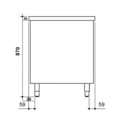 Edelstahl Arbeitsschrank PREMIUM - 1200x800mm - Mit Schiebetür Ohne Aufkantung -Küchenzubehör Laden stainless steel workcabinet without backsplash drawing 2 c016 5